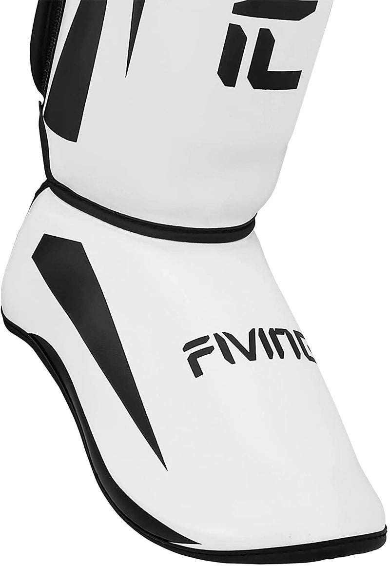 FIVING MMA Martial Arts Shin Guards – Padded, Adjustable Muay Thai Leg Guards with Instep Protection for Kickboxing/MMA Training and Sparring – Durable, Professional MMA Equipment (White, X-Large) - Image 4
