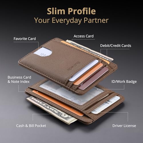 Buffway Slim Minimalist Front Pocket RFID Blocking Leather Wallets for Men and Women - Galaxy Maroon - Image 3