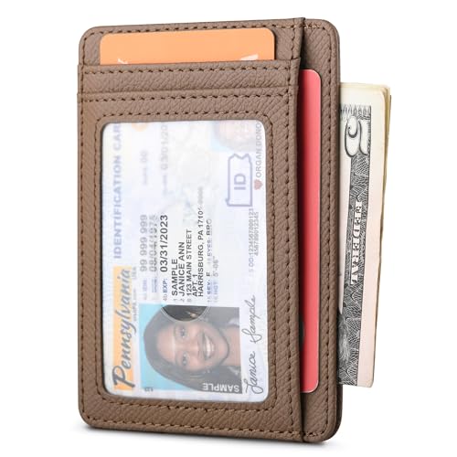 Buffway Slim Minimalist Front Pocket RFID Blocking Leather Wallets for Men and Women - Galaxy Maroon - Image 2