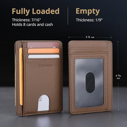 Buffway Slim Minimalist Front Pocket RFID Blocking Leather Wallets for Men and Women - Galaxy Maroon - Image 5