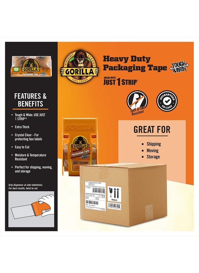 Gorilla - Packing Tape Tough & Wide Refill for Moving, Shipping and Storage, 2.83" x 30 yd, 2 Rolls (Pack of 1) - Image 1