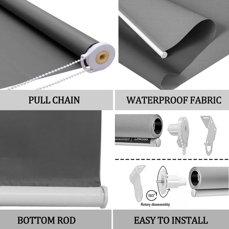 GREEN DECOR -Roller Blinds 300 GSM Polyester Fabric Waterproof & Sun Blockage Corded Roll Up and Down Blinds Curtains for Window, Door, Balcony (Coffee Color 3 X 5 Feet, Pack of 1 Piece) - Image 5