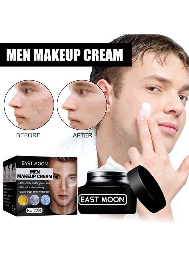 East Moon Men Makeup Cream,Concealer and Brighten Skin,Natural and Refreshing,Waterproof and Sweatproof,Suitable for Use During Makeup 50g - Image 1