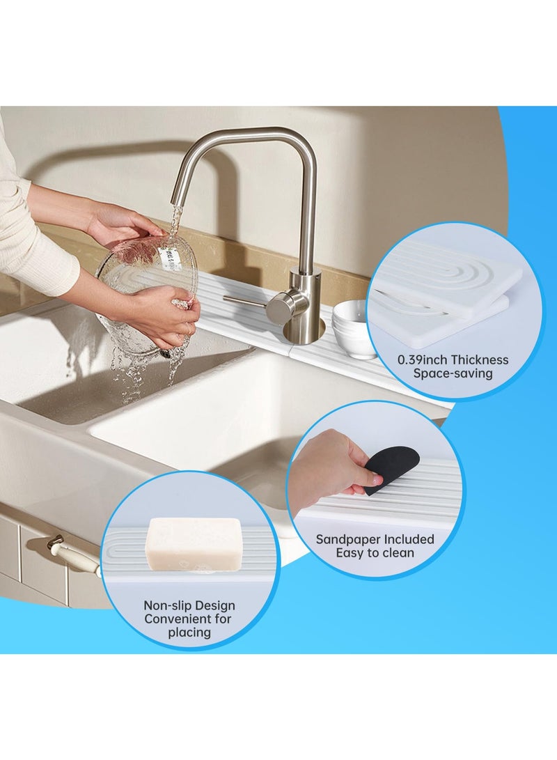 Faucet Mat For Kitchen Sink, 24'' Long Diatomite Instant Drying Stone Sink Tray, Super Absorbent, Quick Splash Guard Bathroom Counter & - Keep Tidy - Image 4