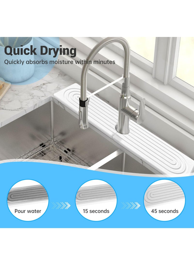 Faucet Mat For Kitchen Sink, 24'' Long Diatomite Instant Drying Stone Sink Tray, Super Absorbent, Quick Splash Guard Bathroom Counter & - Keep Tidy - Image 2