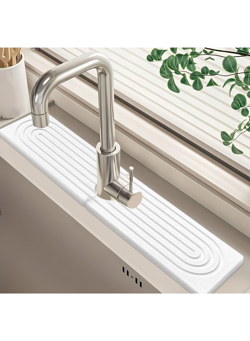 Faucet Mat For Kitchen Sink, 24'' Long Diatomite Instant Drying Stone Sink Tray, Super Absorbent, Quick Splash Guard Bathroom Counter & - Keep Tidy - Image 1