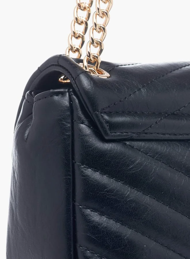 سيليست Womens Quilted Crossbody Bag With Button Closure And Chain Strap