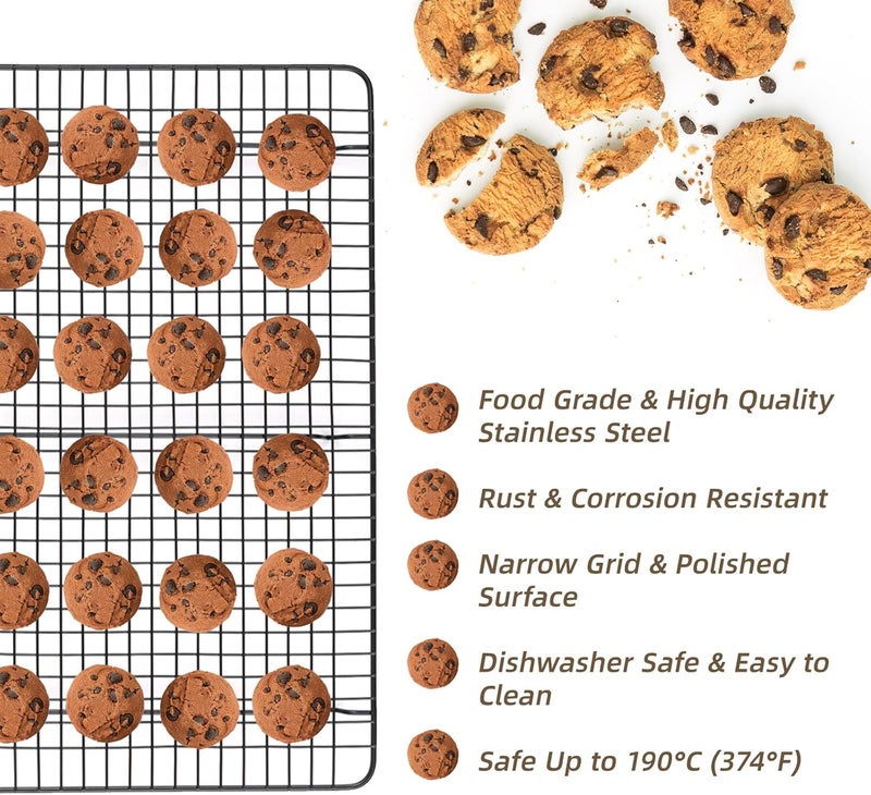 Pleafind 3 PCS Stackable Cooling Rack -16 x 10 Inch Wire Rack, Heavy Duty Stainless Steel Baking Racks, Cooling Racks for Cooking and Baking Cookie Pizza Cake, Oven and Dishwasher Safe - Image 5