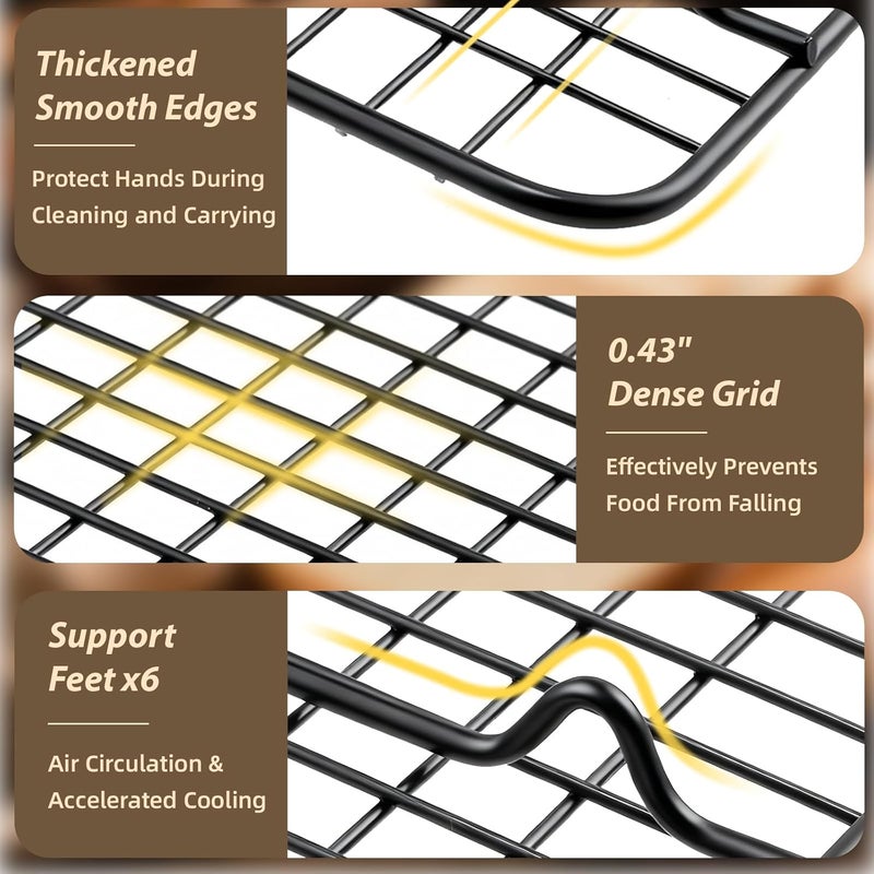 Pleafind 3 PCS Stackable Cooling Rack -16 x 10 Inch Wire Rack, Heavy Duty Stainless Steel Baking Racks, Cooling Racks for Cooking and Baking Cookie Pizza Cake, Oven and Dishwasher Safe - Image 3