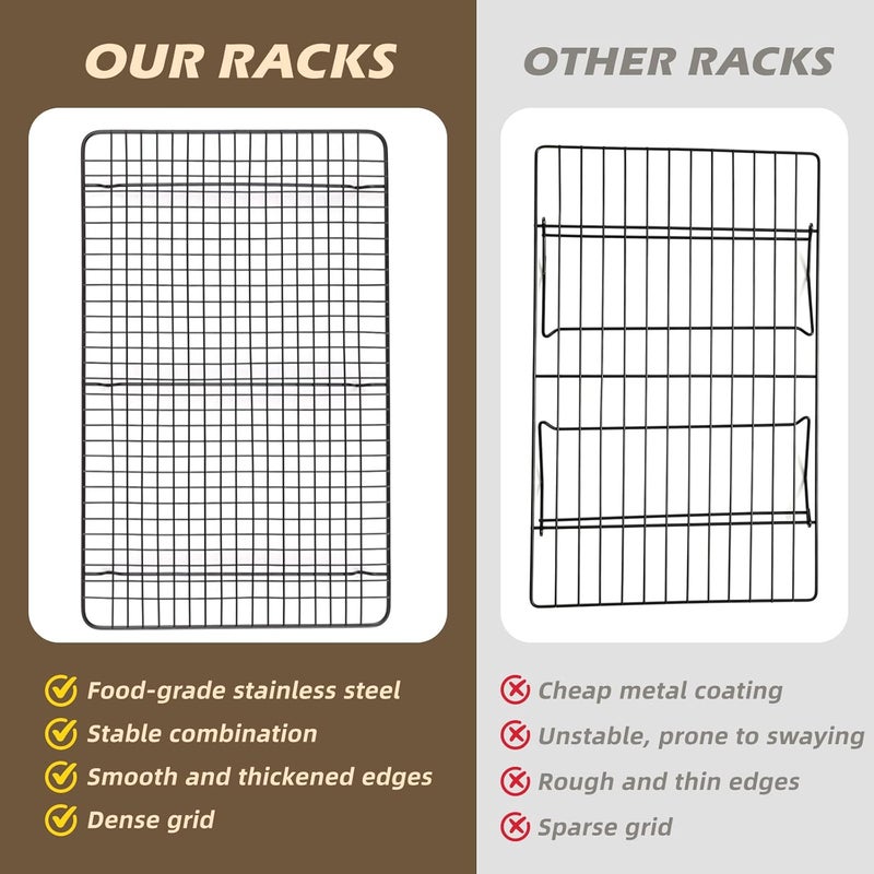 Pleafind 3 PCS Stackable Cooling Rack -16 x 10 Inch Wire Rack, Heavy Duty Stainless Steel Baking Racks, Cooling Racks for Cooking and Baking Cookie Pizza Cake, Oven and Dishwasher Safe - Image 4
