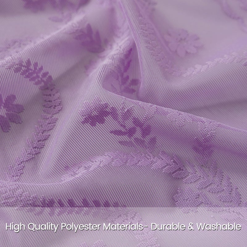 WAZZIO Lavender Purple Sheer Curtains 2 Panel 84 Inch Length,Rod Pocket Boho Floral Lace Pattern & Tassel Decorative Light Filtering Privacy for Girl Women Bedroom Dining Living Room,Lilac - Image 5