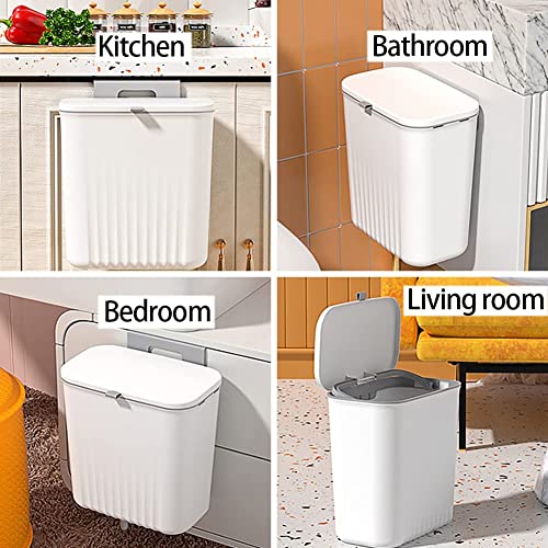 MAMMOTH 2.4 Gallon Kitchen Compost Bin, Hanging Trash Can with Lid Garbage Can for Countertop or Under Sink, Wall Mounted Counter Waste Bin for Kitchen Bathroom Bedroom Office (white) - Image 4