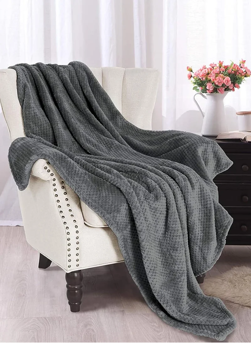 Donetella Soft Waffle Fleece Blanket Single Size(170X200 CM) No Shed,No Pilling Plush Cozy Throw 300 GSM Lightweight Blanket For Bed, Couch , Chair , Sofa And Camping,Wenge