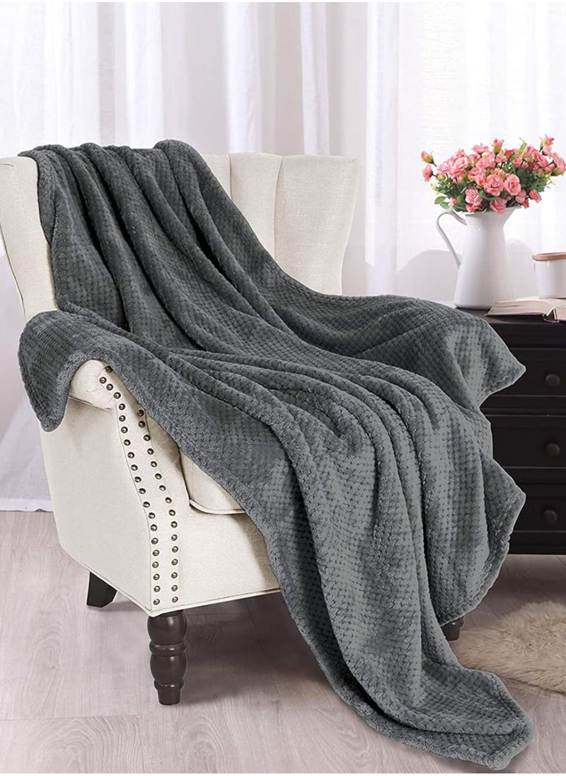 Donetella - Soft Waffle Fleece Blanket Single Size(170X200 CM) No Shed,No Pilling Plush Cozy Throw 300 GSM Lightweight Blanket For Bed, Couch , Chair , Sofa And Camping,Wenge - Image 1