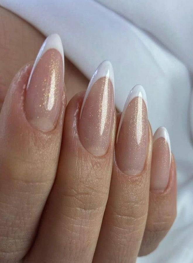 Nails Magic Cat eye french almond shapes Manicure Tips, Almond Shape, Pearl White - Image 3