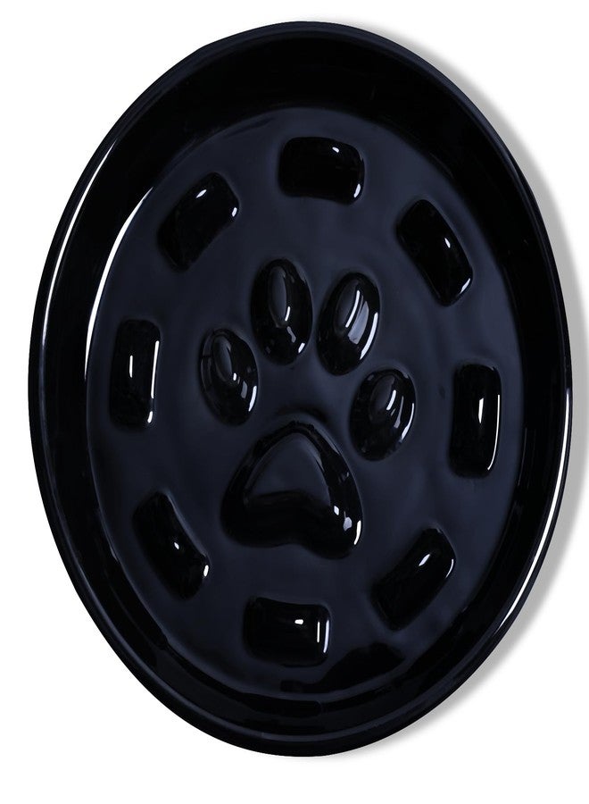 GDCZ Dog Slow Feeder Bowl, Round Ceramic Pet Food Bowl for Medium Breed, Fun Raised Dog Bowls to Slow Down Eating (Black, M-1.3 Cups) - Image 1