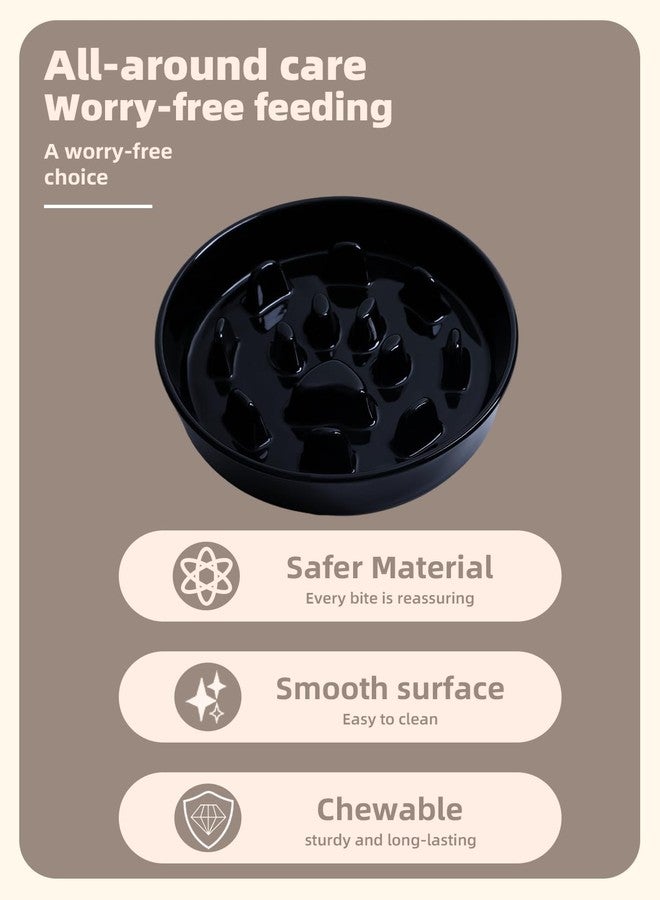 GDCZ Dog Slow Feeder Bowl, Round Ceramic Pet Food Bowl for Medium Breed, Fun Raised Dog Bowls to Slow Down Eating (Black, M-1.3 Cups) - Image 3