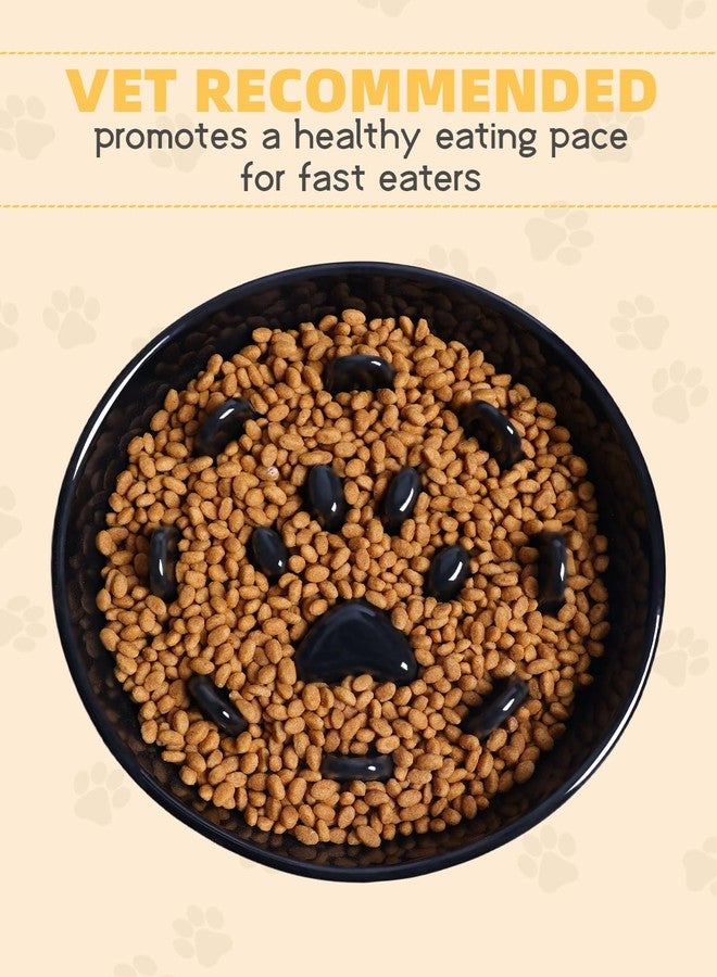 GDCZ Dog Slow Feeder Bowl, Round Ceramic Pet Food Bowl for Medium Breed, Fun Raised Dog Bowls to Slow Down Eating (Black, M-1.3 Cups) - Image 5