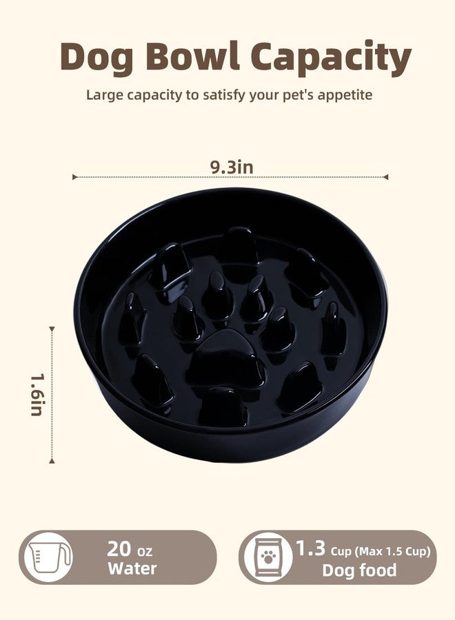 GDCZ Dog Slow Feeder Bowl, Round Ceramic Pet Food Bowl for Medium Breed, Fun Raised Dog Bowls to Slow Down Eating (Black, M-1.3 Cups) - Image 2