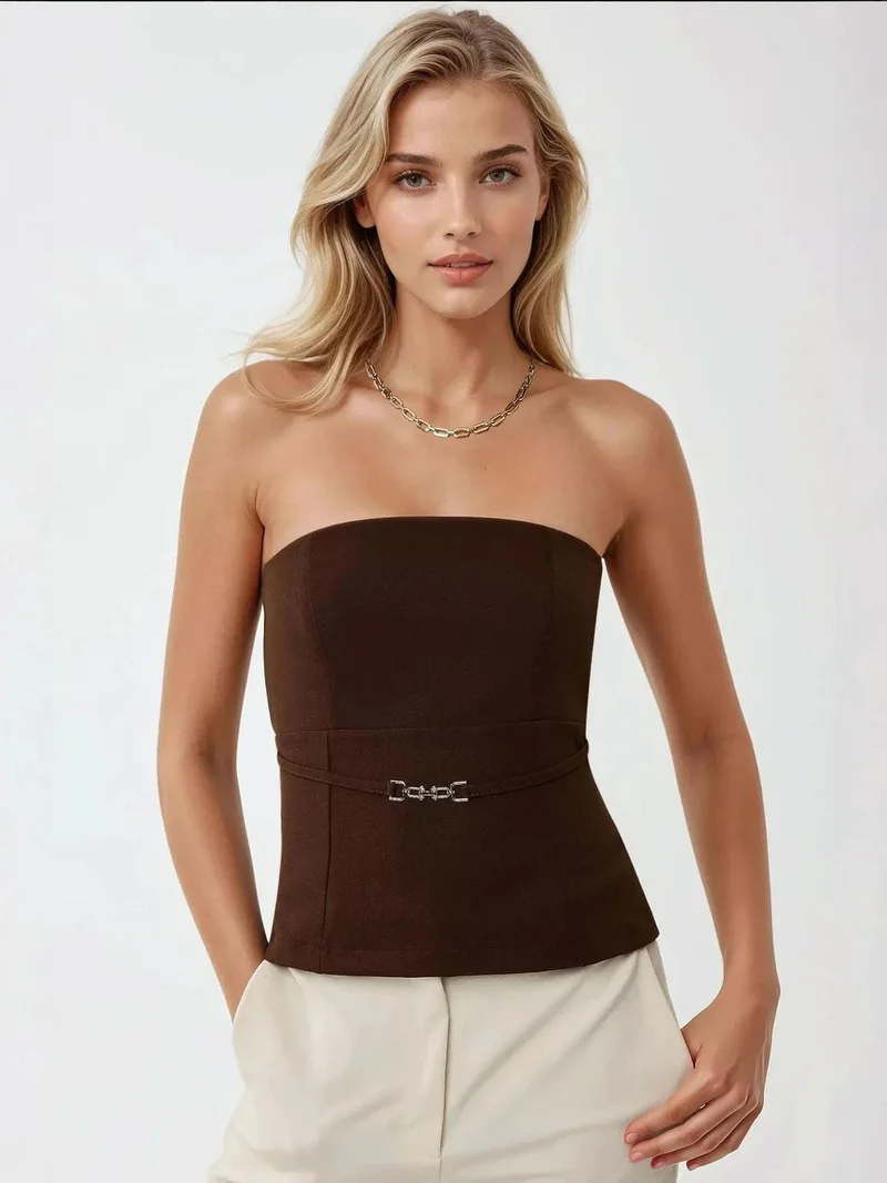 HICCUP Strapless Fitted Top with Belt Accessory