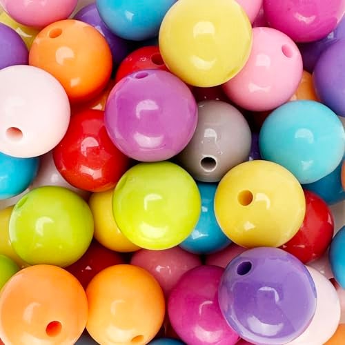 Craft Making Shop 80 Round Multicolor Acrylic Beads 20mm Diameter with 2.8mm Hole - Image 1