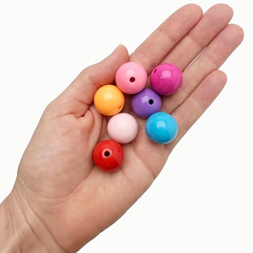 Craft Making Shop 80 Round Multicolor Acrylic Beads 20mm Diameter with 2.8mm Hole - Image 2