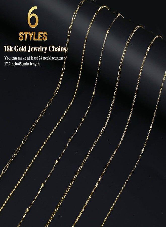 Starry 18k Gold Plated Stainless Steel Jewelry Chains Kit 39.3FT 6 Rolls Bulk (6.5FT/2M) with Letter Pendants, Colorful Charms, Pliers, Jump Rings, Lobster Clasps for DIY Necklace Bracelet Making - Image 2