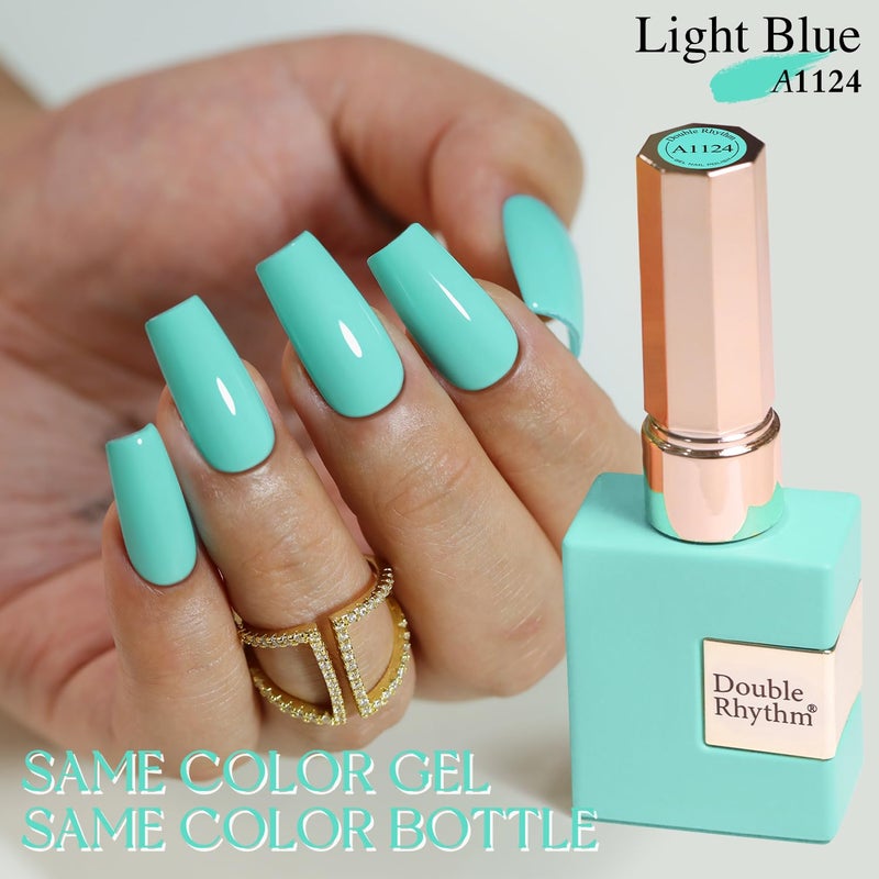 Double Rhythm 15ML Gel Nail Polish Pure Sheer Same Color Same Bottle Soak Off Gel Polish Art Manicure Salon DIY at Home for Women (Sea Blue-A1124) - Image 2
