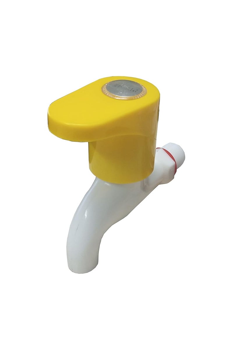 VME PVC Plastic Bib CockWater Taps for Kitchen Bathroom Wash Basins Set of 4 12 15 mm Type PVC Taps Faucet for Hot and Cold Water Royal Bib Taps Yellow - Image 2