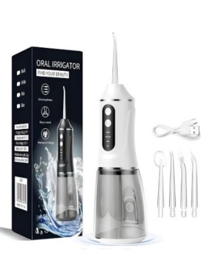 جهاز تنظيف الاسنان المحمول اللاسلكي ،٤ رؤوس نفاثة،لون أبيض - Image 1