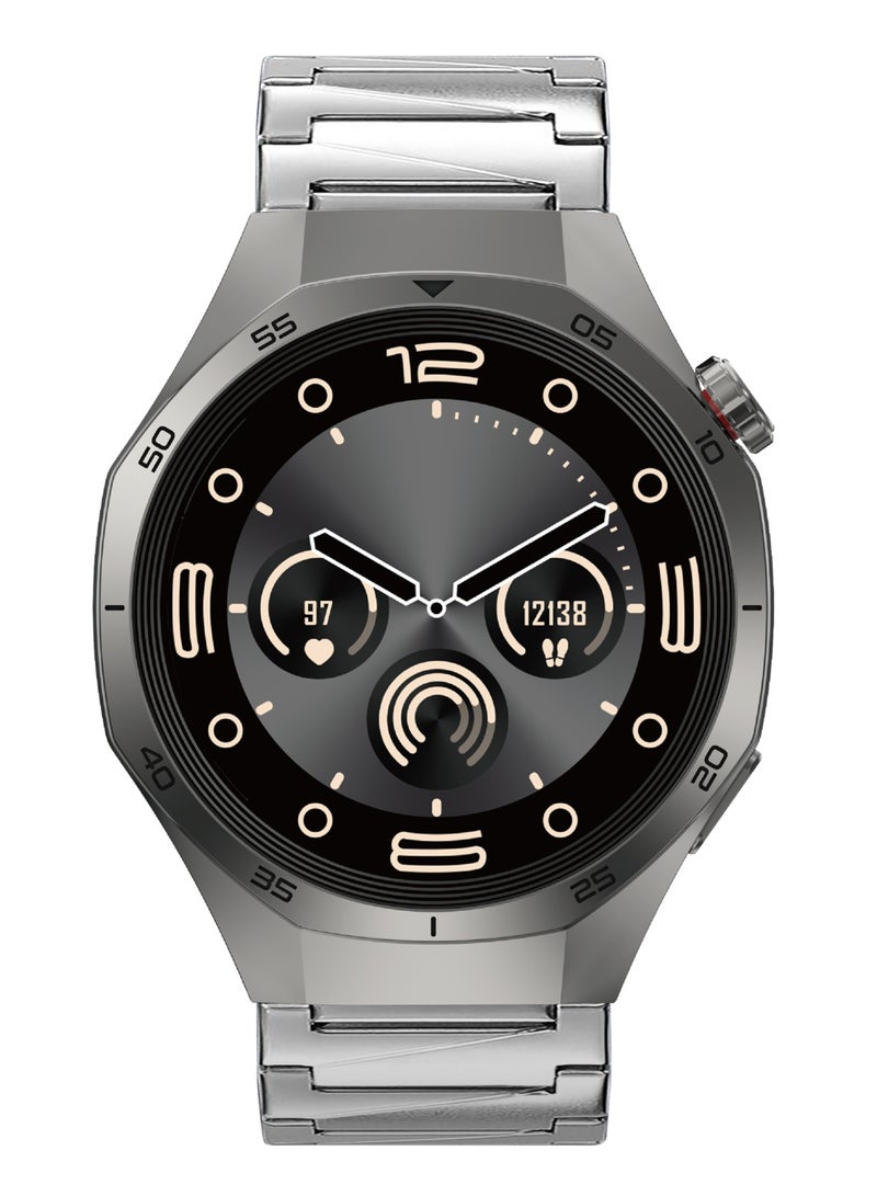 G-Tab GTR5 Smartwatch 1.43" AMOLED Display, 24/7 Health Monitor (Heart Rate, SpO₂, Blood Pressure, Sleep Tracking), Multi-Sport Fitness Watch, AI Voice Assistant, 3ATM Waterproof, 7-Day Battery, for Android & iOS, Silver - Image 1