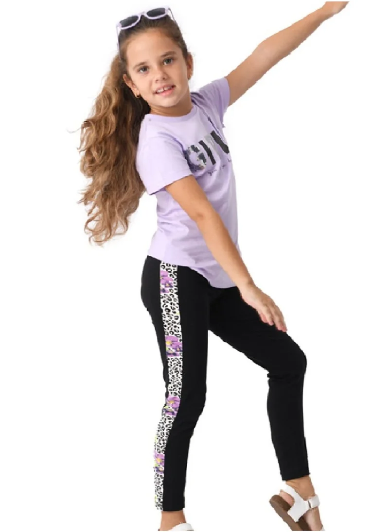 URBASY Urbasy Kids lavender reversible sequins fashion T-Shirt With fashion legging set
