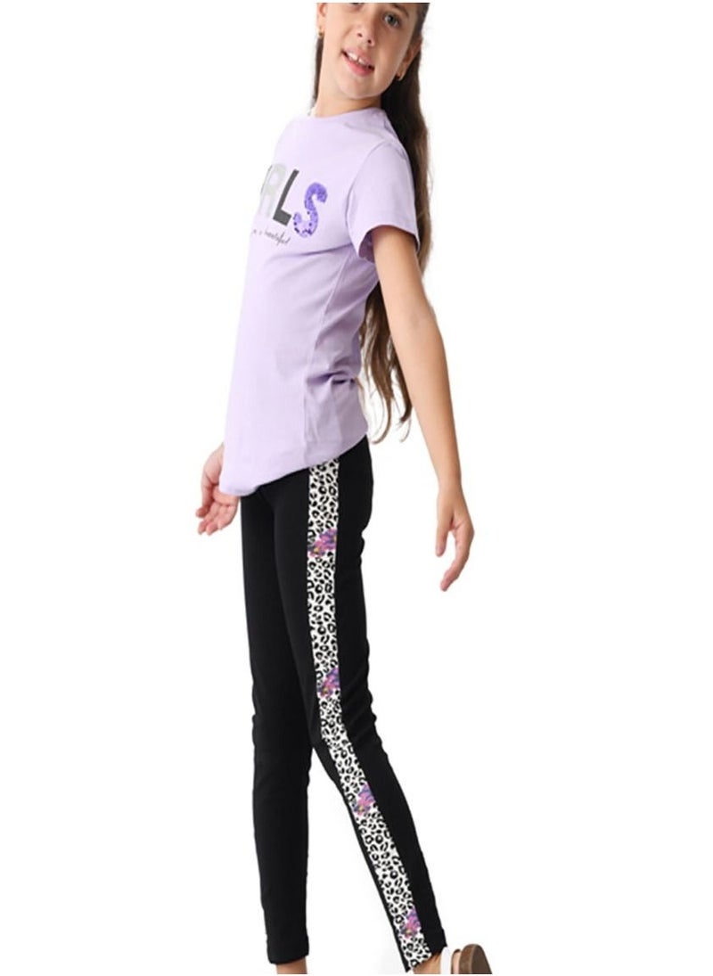 Urbasy Kids lavender reversible sequins fashion T-Shirt With fashion legging set - Image 4