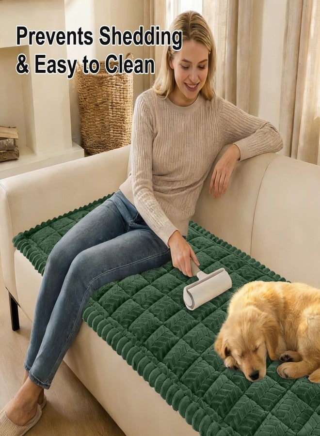 Smiry Non Slip Couch Covers for Dogs, Fuzzy Pet Couch Covers for 2-3 Cushion Sofa Pet Friendly, Soft Sofa Slipcovers Cushion Furniture Protector Washable (Dark Green, 27.6" x 59") - Image 3