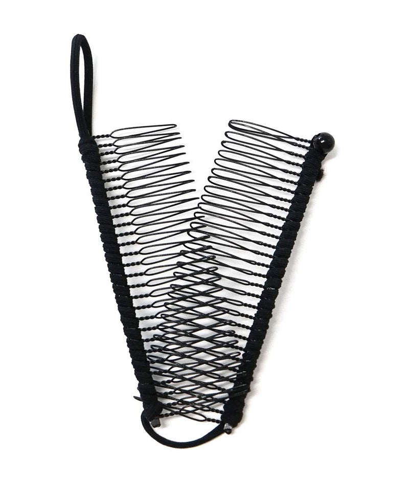 GETAGOTA Adjustable Banana Hair Clip Comb Clips for Women Stretch Ponytail Holder Accessory Double Combs Thick Curly Hair Grip Styling Maker Tool Clip Classic Clincher for Girls and Womens black