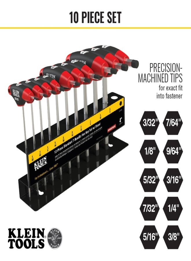 Klein Tools JTH410E T-Handle Hex Key Set, SAE Inch Sizes Allen Wrench Set with 4-Inch Blades, Stand Included, 10-Piece - Image 3
