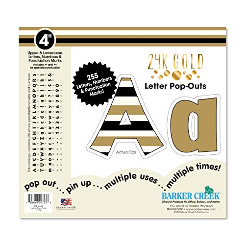 Barker Creek Letter Pop-Outs, 4" Gold, Multicolor Designer Letters for Bulletin Boards, Breakrooms, Reception Areas, Signs, Displays, and More! 4", 255 Characters per Set (1723) - Image 1