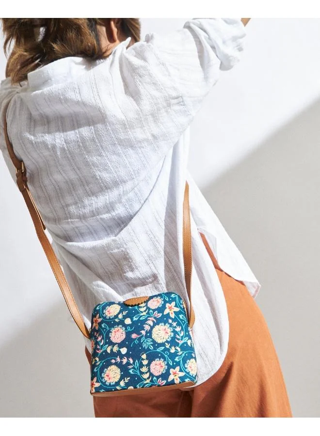 Chumbak Teal by Chumbak Blue Bloom Sling Bag