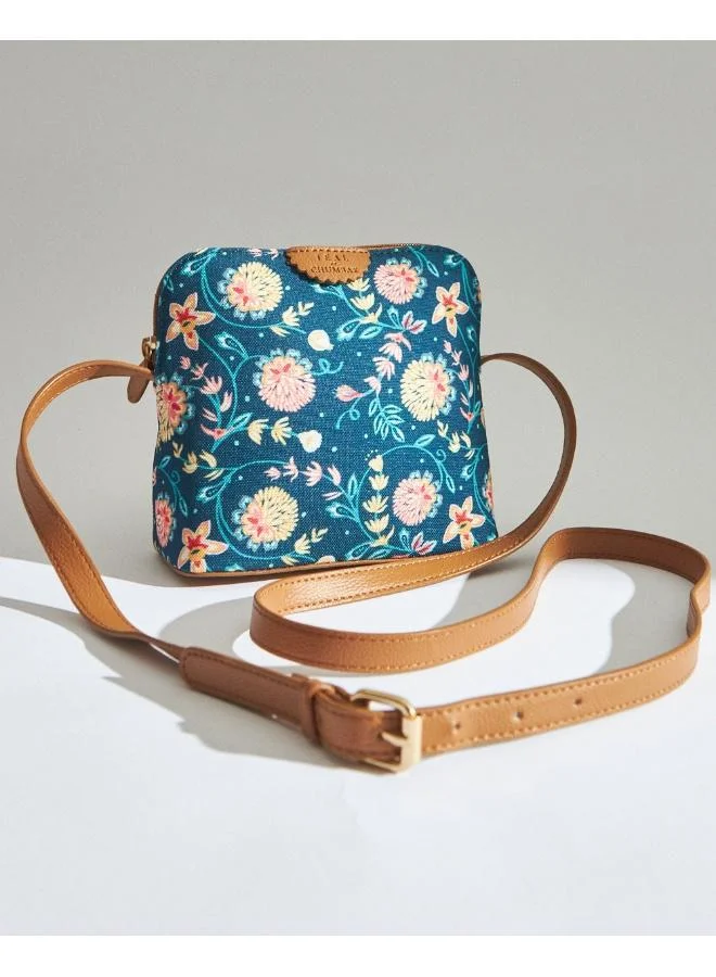 Chumbak Teal by Chumbak Blue Bloom Sling Bag