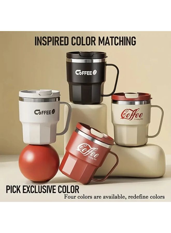 Pure White Stainless Steel Insulated Leakproof Travel Mug Flip Top Coffee Cup For Office Home Gift - Image 1