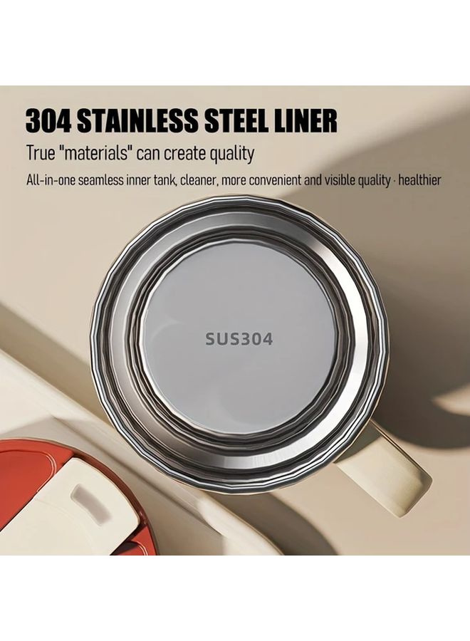 Pure White Stainless Steel Insulated Leakproof Travel Mug Flip Top Coffee Cup For Office Home Gift - Image 5
