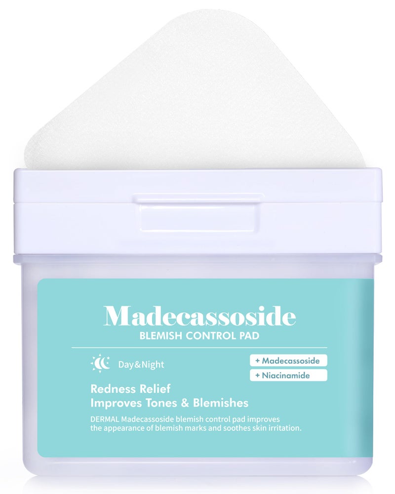 DERMAL Madecassoside Blemish Control Pad - Korean Toner Pad for Blemish & Tone Improvement with Centella Asiatica - Vegan Gauze Tencel Square Pads - High Capacity, 120 Sheets - Image 1