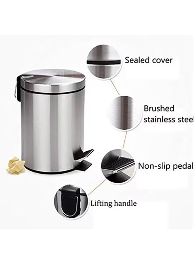 Trendigo Round Stainless Steel Step-On Pedal Trash Can with Liner – 13 Gallon / 50L Soft-Close Lid Fingerprint-Proof Waste Bin with Odor Filter | Kitchen, Bathroom & Outdoor Dustbin - Image 5
