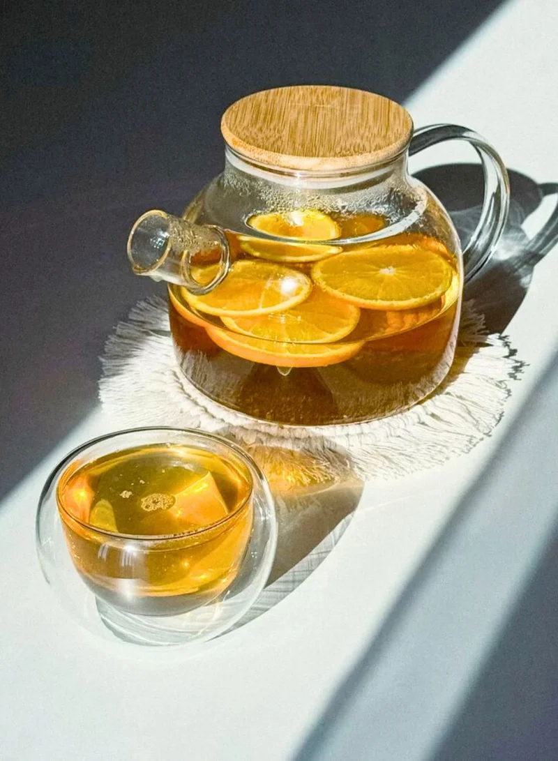 1Chase Elegant Glass Teapot – 1000ML Clear Borosilicate with Stainless Steel Infuser &amp; Bamboo Lid for Herbal Tea