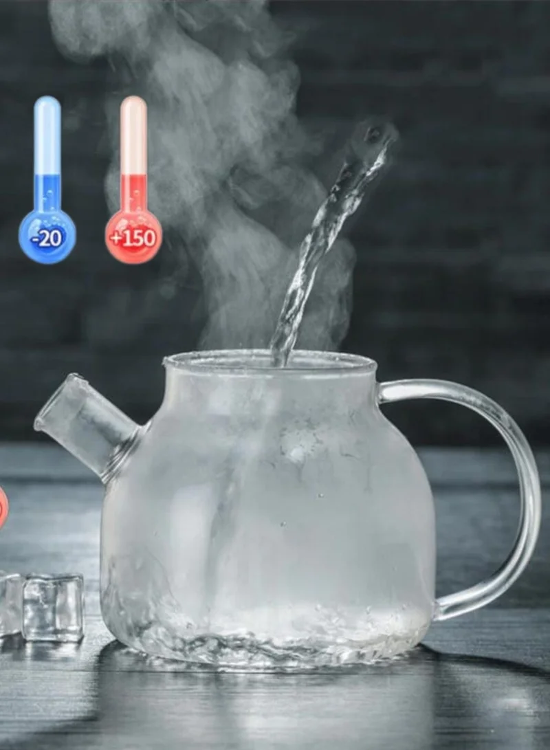 1Chase  Elegant Glass Teapot – 1000ML Clear Borosilicate with Stainless Steel Infuser & Bamboo Lid for Herbal Tea  | Best Price UAE