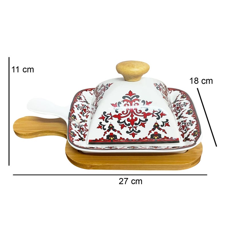 Lemon Tree Ceramic Stylish Serving Dish Platter with LID Snack Serving Pan for Pizza Dessert and Platter Dishes Use for Kitchen and Restaurants Dishwasher Safe Pink - Image 5