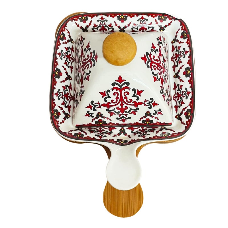 Lemon Tree Ceramic Stylish Serving Dish Platter with LID Snack Serving Pan for Pizza Dessert and Platter Dishes Use for Kitchen and Restaurants Dishwasher Safe Pink - Image 3