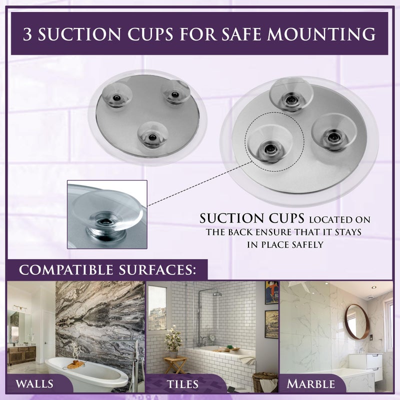 ميرورفانا مجموعة مرآة مكبرة من ميرورفانا سوبر زووم 30X و20X للمكياج - عصا شفط قوية فائقة الدقة على مرايا الحمام وهوليوود 4 بوصات (20 X) و6 بوصات (30 X) - Image 5