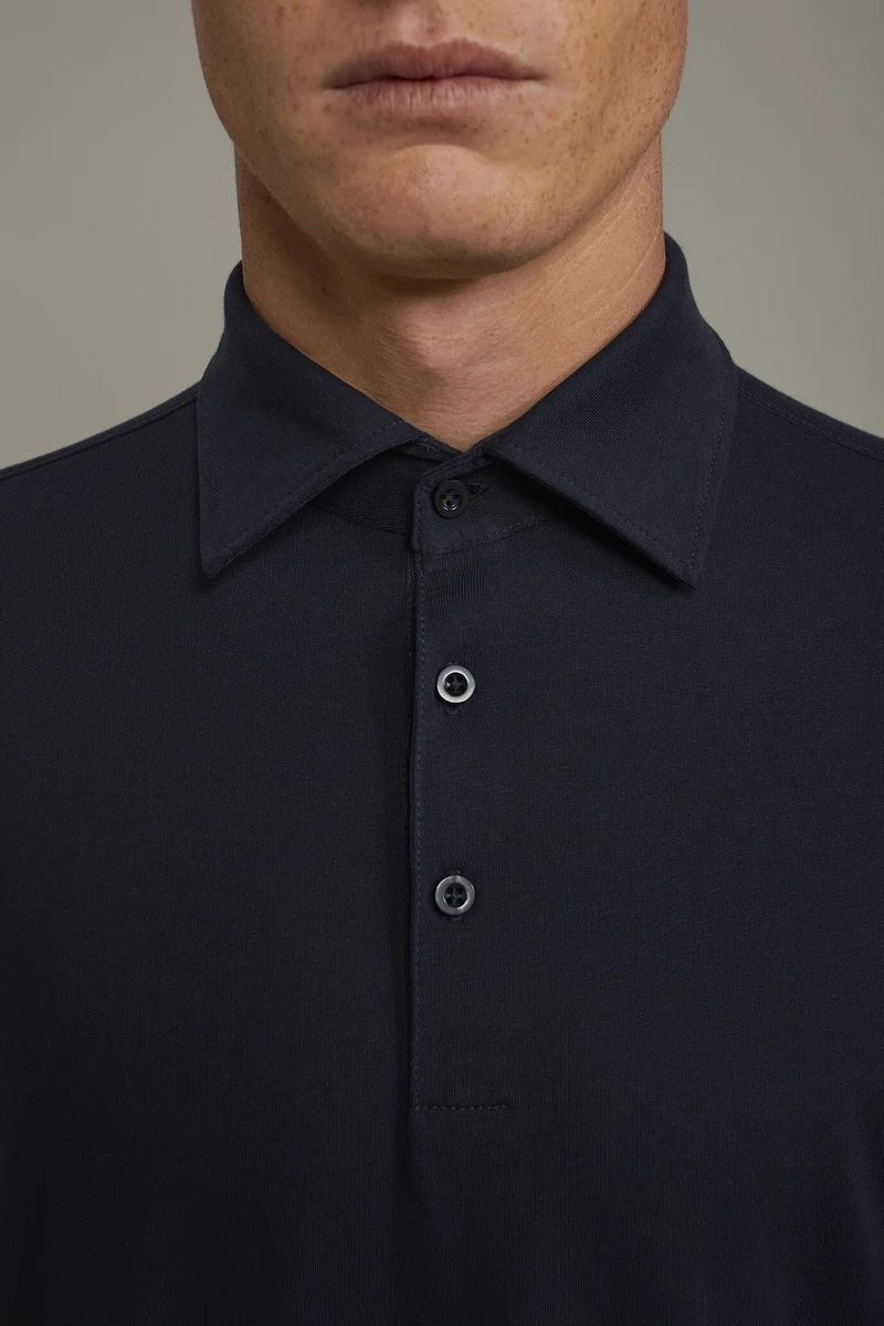 Doppelganger Blue Men's polo shirt short sleeves 100% supima cotton regular fit - Dk Blue for Men | Best Price UAE