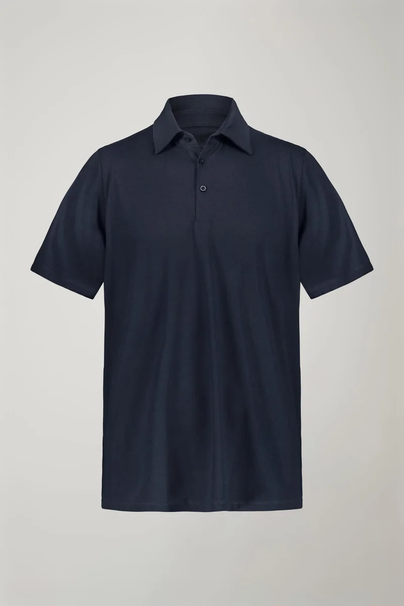 Doppelganger Blue Men's polo shirt short sleeves 100% supima cotton regular fit - Dk Blue for Men | Best Price UAE
